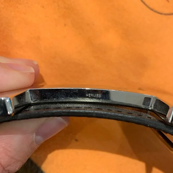 Hermes Black Belt with Silver Buckle
